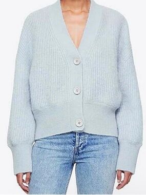 Anine Bing Mohair Cardigan Sweater in Light Blue